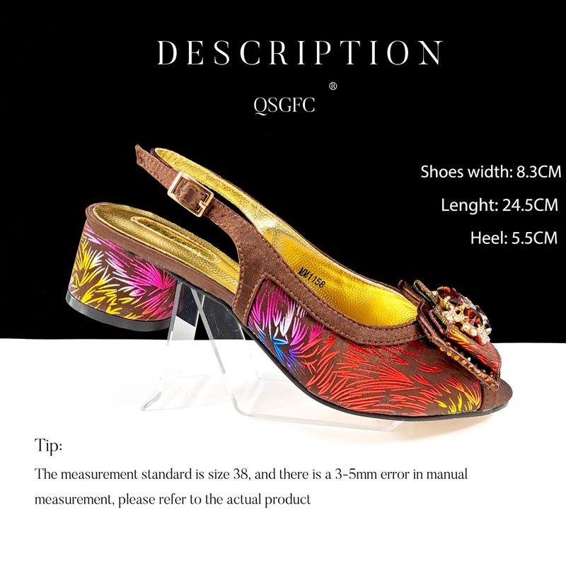 Women’s Shoes Elegant and fashionable open toe women's shoe and bag set Camouflage fireworks pattern Suitable for banquets and daily life_voghion.com