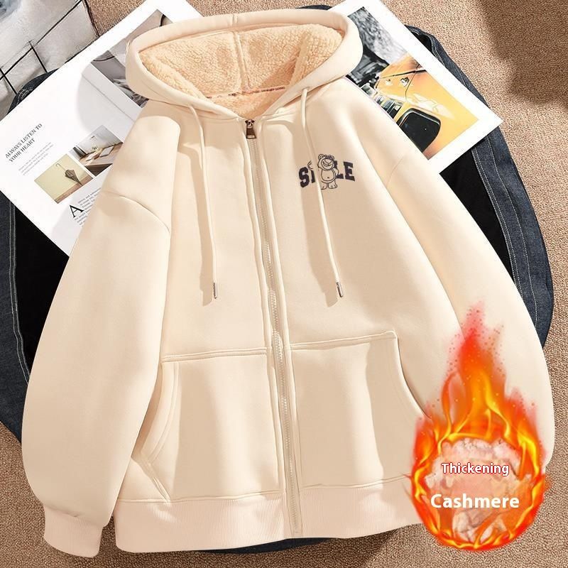 Sudadera para hombre invierno 2024 nueva chaqueta de punto de lana de cordero con forro polar grueso, chaqueta con capucha informal y versátil 12_voghion.com