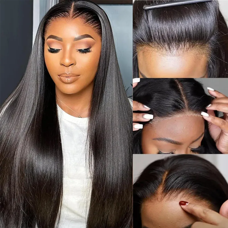 Wear And Go Glueless Paryk Pre-Plucked 5x5 HD Lace Closure Brasiliansk Remy Ægte Hår Parykker Til Kvinder Med Babyhår_voghion.com