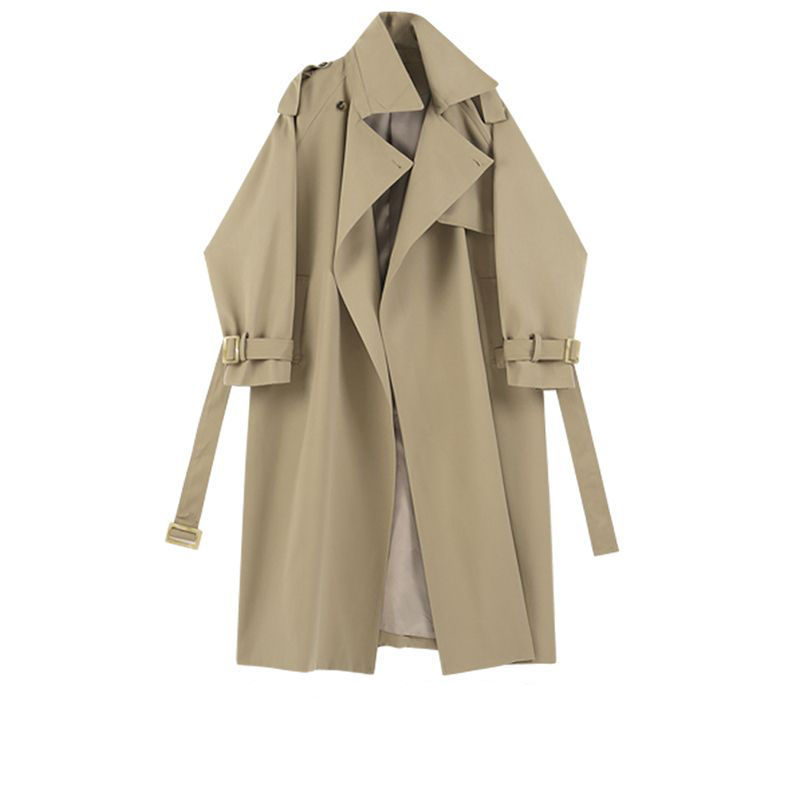Cappotto antivento di media lunghezza da donna, tendenza cappotto largo primaverile e autunnale per persone di bassa statura_voghion.com