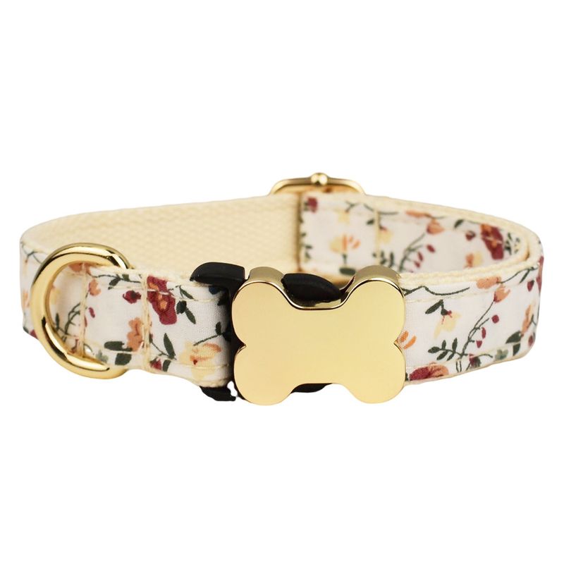Plain Fabric Printed Plaid Series Bone Buckle Pet Supplies Neck Dog Collar New Custom Engraving_voghion.com