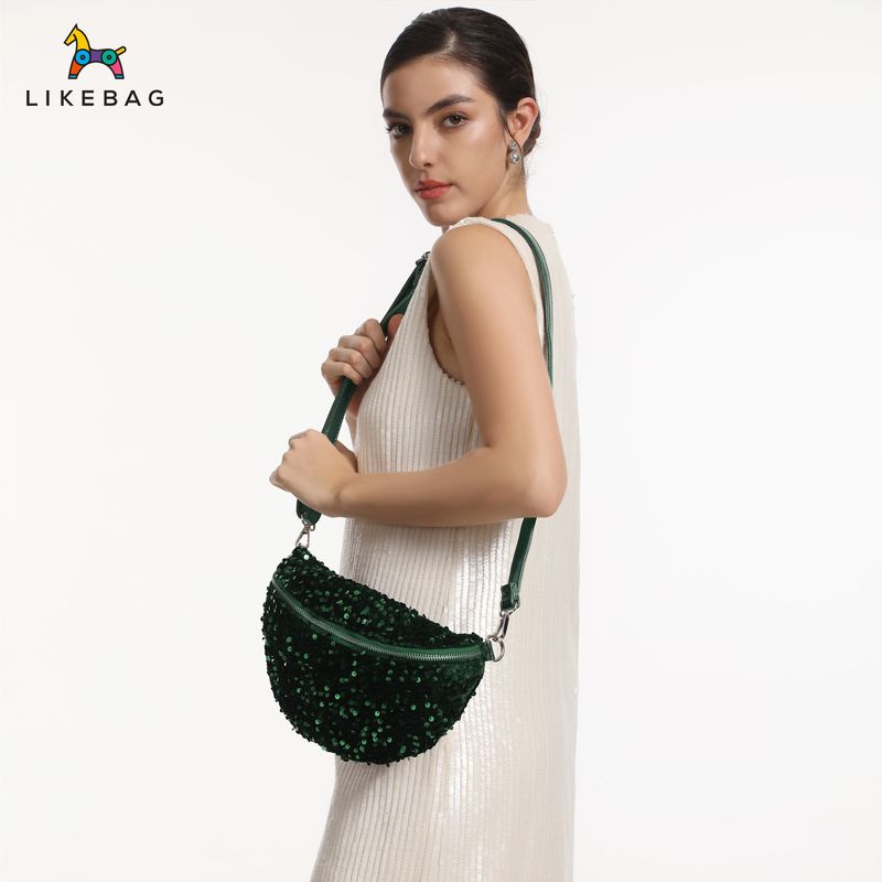 Women's Shoulder Bag, Chest Bag Waist Bag Fashionable Evening Style Sequin Bag Versatile Commuting Large Capacity Messenger Bag For Women_voghion.com