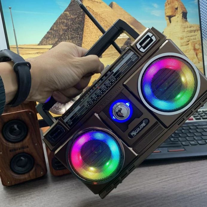 Nejlepší příjem tranzistorového dobíjecího bateriového ladění barevných světel přenosného rádia AM FM s Bluetooth_voghion.com