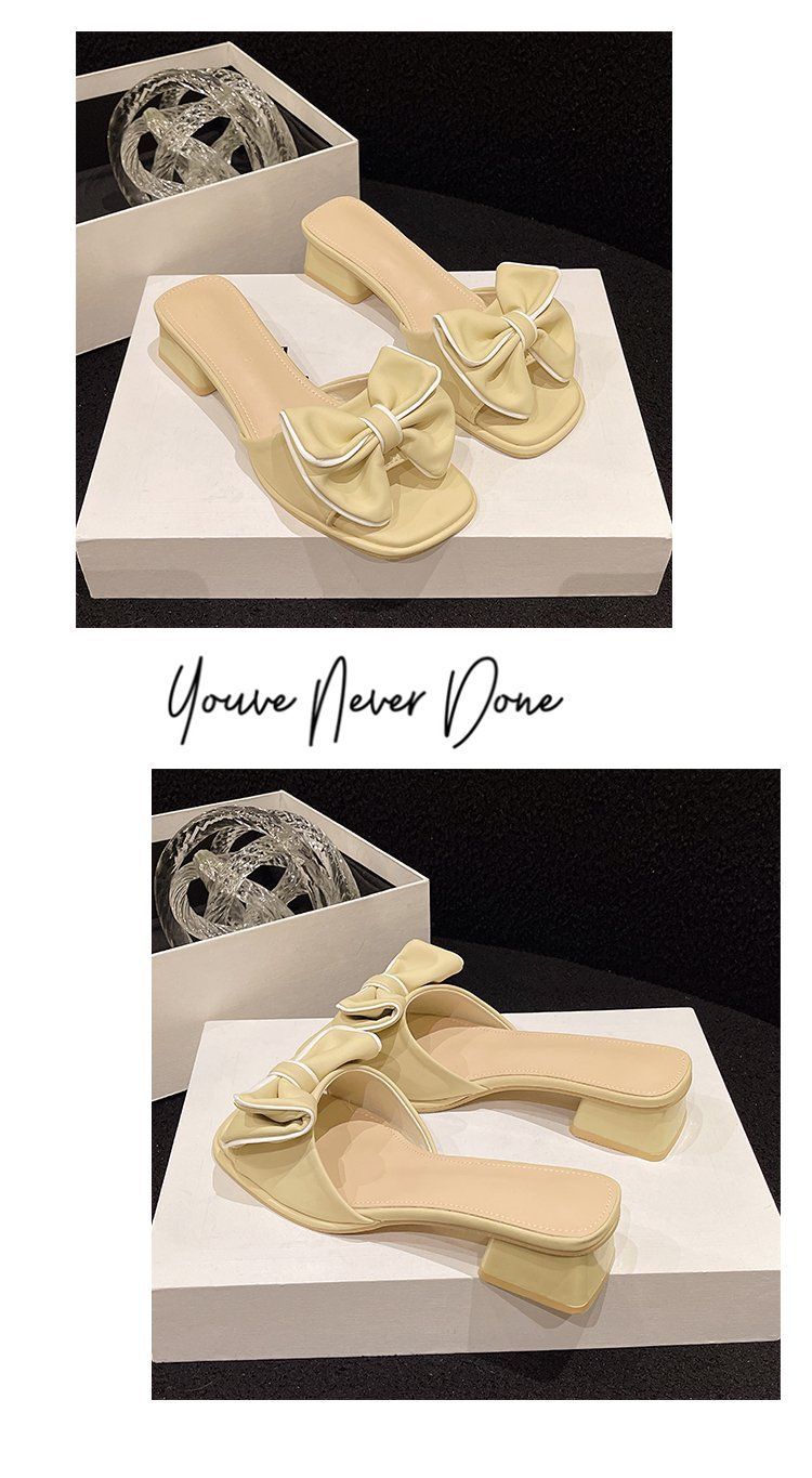 Damen-Sandalen mit klobigem Absatz – Pantoletten mit offener Zehenpartie und Schleifendekor für den Außenbereich_voghion.com