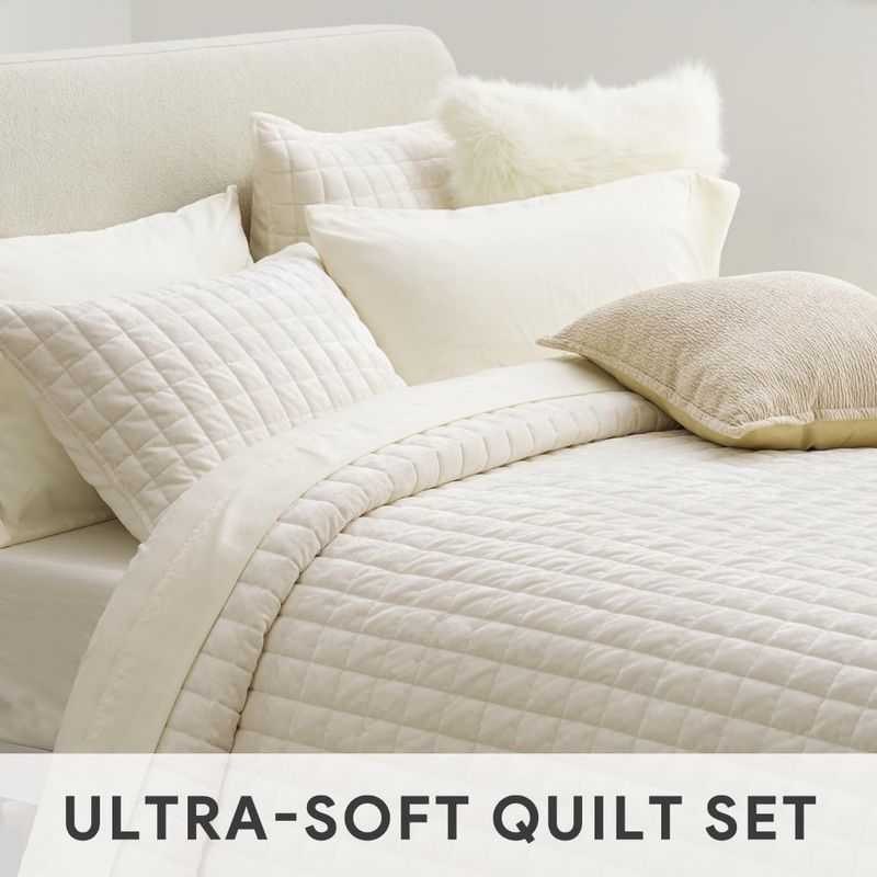 RECYCO Luxury Velvet Quilt Set Full Queen Size, Lightweight Velvet Comforter Set, Oversized Bedspread Coverlet Quilted B_voghion.com