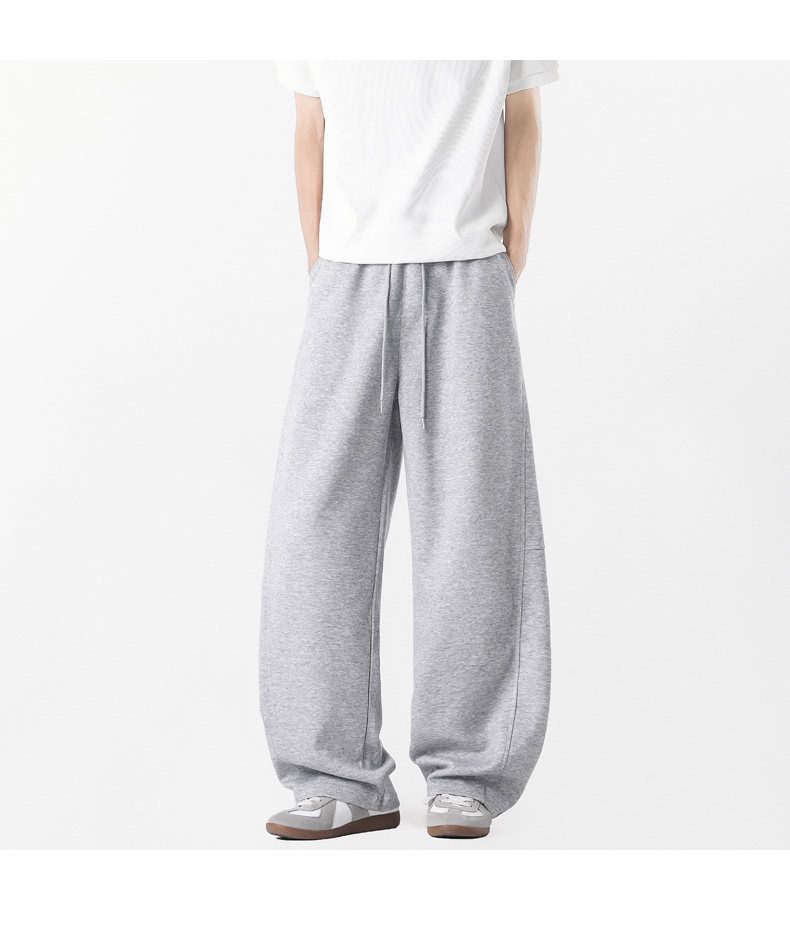 Herren-Premium-Jogginghose aus gebürstetem Material – 65 % Baumwolle, 35 % Polyester (Grau/Schwarz/Marineblau/Blumengrau, Größen S-3XL)_voghion.com