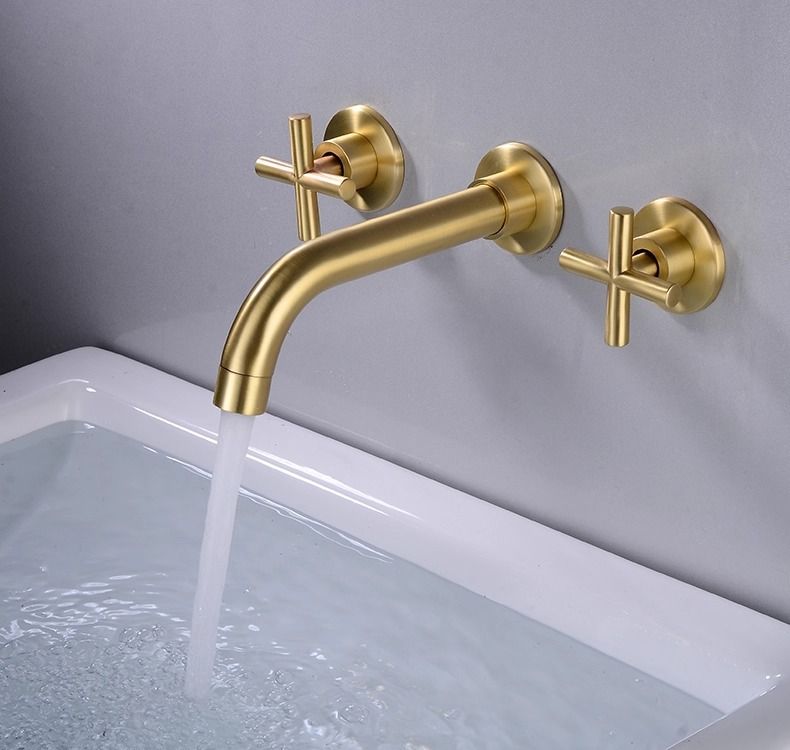 Wall-Mounted Basin Mixer Tap – Dual Handle 3-Hole Deck Mounted Bathroom Faucet (Brass Body, Ceramic Cartridge, 10MPa Pressure Spiral Handle Design)_voghion.com