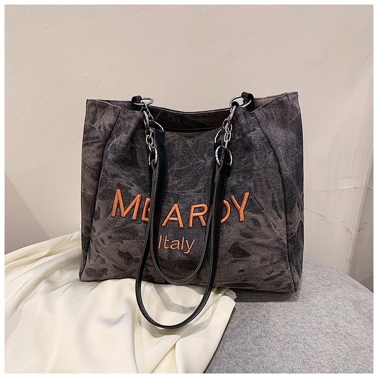Design Denim Bag Women's Large Capacity Tote Class Commute Shoulder Tote Bag_voghion.com