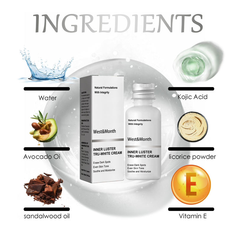 West&Month Body Whitening Cream Hydratiséiert, reduzéiert Melanin, hellt den Teint op, befeucht a verschéinert d'Haut._voghion.com