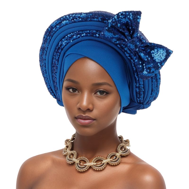 Foulards pour femmes, chapeau de mariage de l'industrie lourde, chapeau Baotou, chapeau à paillettes, nœud papillon multicouche, nouveau_voghion.com