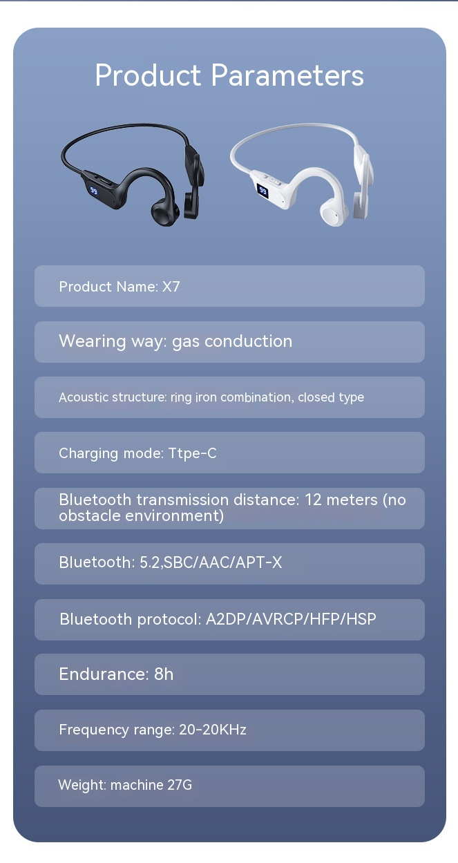 Air conduction Bluetooth earphone card insertion, digital display, waterproof, non in ear wireless earphones_voghion.com