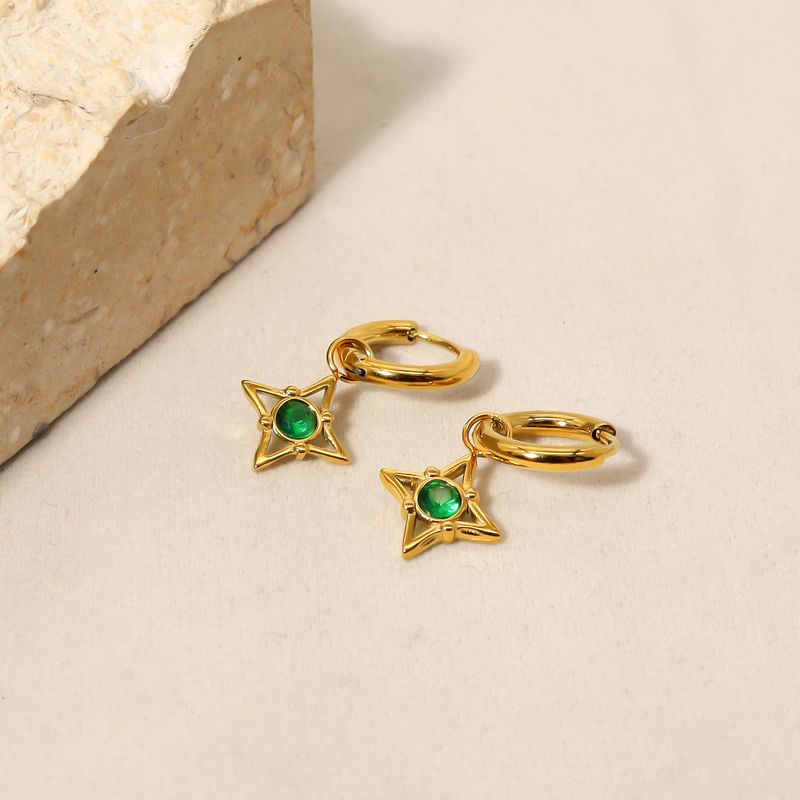Love Green Großmutter Zirkon Ohrringe, klein und hochwertig, einfaches Mangxing Ohrnagel-Schmuckset aus Titanstahl_voghion.com