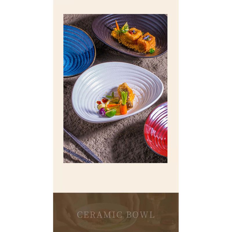Kiln Change Ribbed Deep High-end Tableware Creative Salad Bowl Ceramic Western Pasta Plate Commercial Use_voghion.com