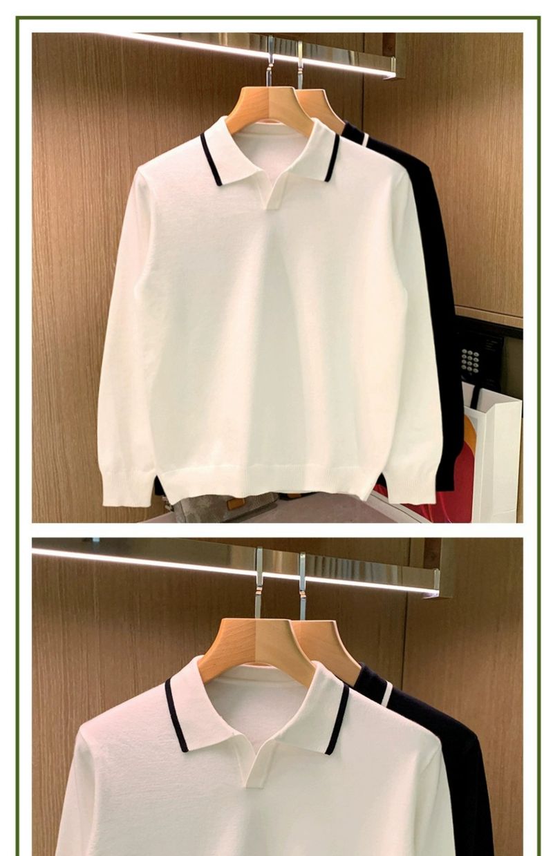 Minimally Casual Men's Clothing High-end Feel Rugged Handsome Style. Knitted Sweater For Autumn, Top With A Collar And_voghion.com