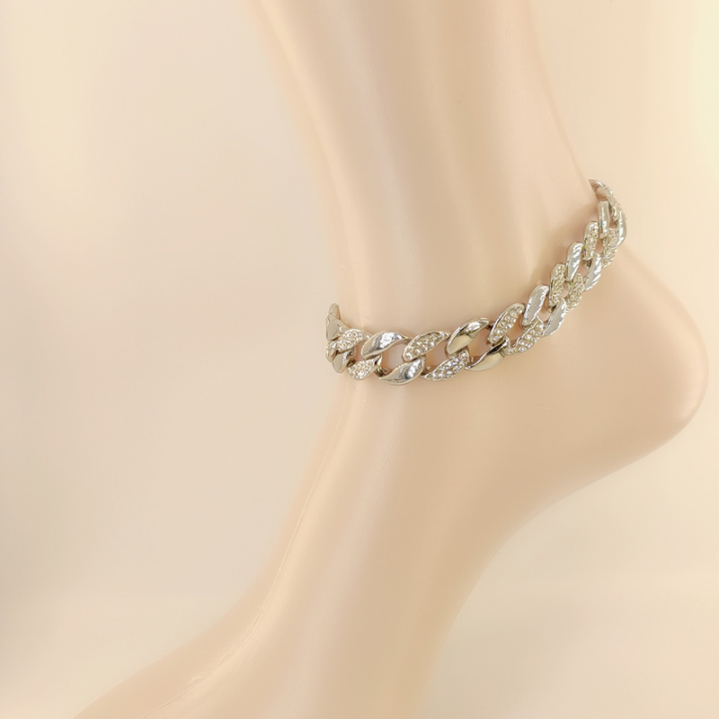 Hip-hop 15mm Cuban ankle chains for men and women Hiphop niche luxury foot accessories_voghion.com