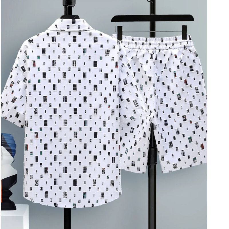 Summer 2 Pieces Set Tracksuit Men's Two Shirt Shorts Haruku Streetwear Oversized Men Sets Short Outfits Suits_voghion.com