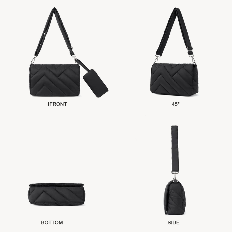 Borsa a tracolla semplice in tinta unita con ricamo trapuntato, borsa a tracolla leggera, grande capacità per le donne_voghion.com