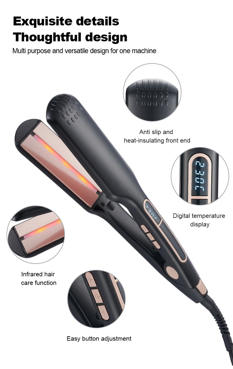 Infrared Professional Hair Straightener, 10s Fast Heat-up, 2-in-1 Flat Iron For Curling & Straightening_voghion.com