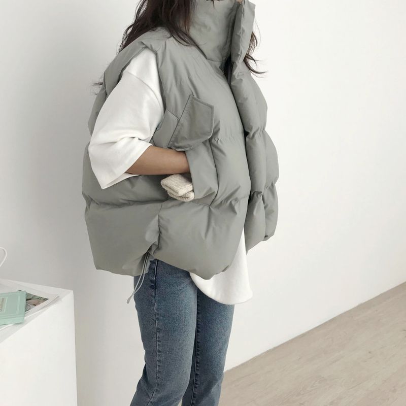 Cropped Puffer Vest For Women - Lightweight Quilted Sleeveless Jacket, Winter Layering Piece With Stand Collar & Zip Front_voghion.com