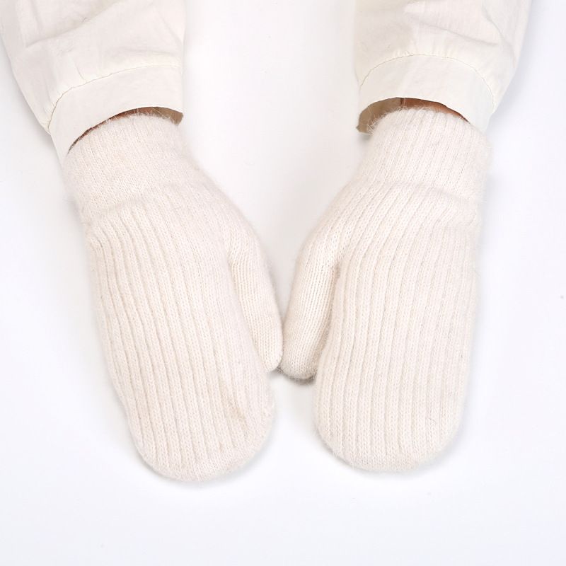 Nouvelle housse de sac en laine tricotée pour hommes et femmes, rayée, coupe-vent, chaude et épaisse, avec moufles en fourrure de lapin pour adultes._voghion.com