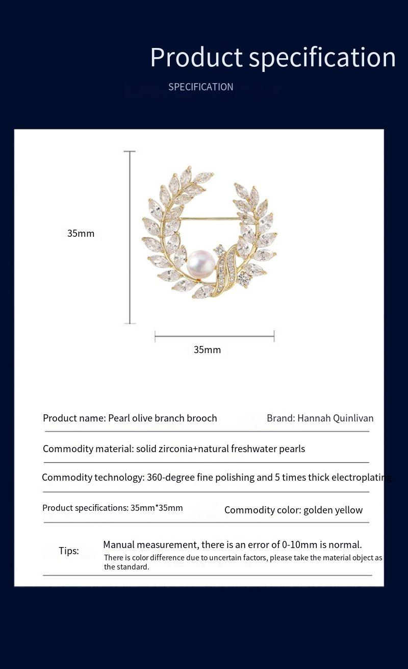 Spilla di alta qualità con ramo d'ulivo, perla d'acqua dolce leggera e resistente, spilla elegante per abito di alta qualità, accessori di alta qualità, corpetto di alta qualità_voghion.com