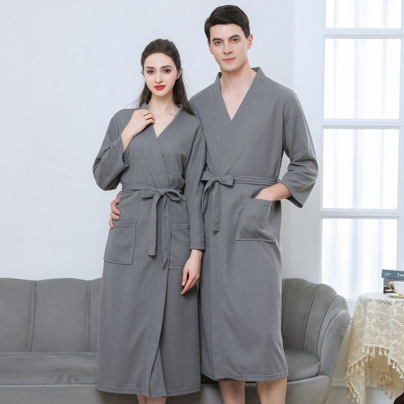 Waffle Bathrobe Kimono Yukata Men's Foreign Trade Thin Yukata With Loungewear_voghion.com