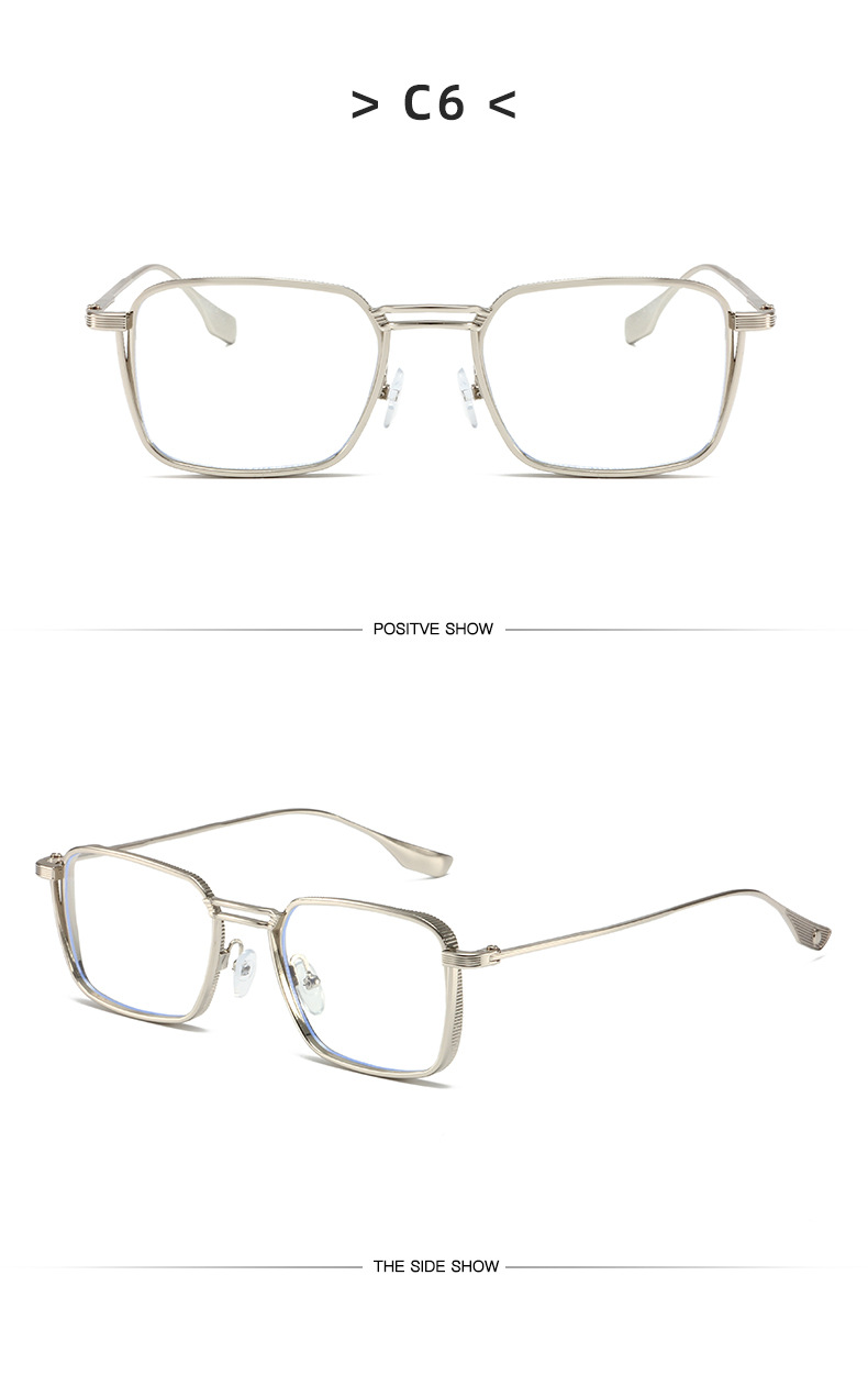 Occhiali da sole retrò nuovi con doppia barra in stile Hong Kong, occhiali da sole alla moda a strisce da tiro in strada, occhiali da sole con protezione UV, montatura quadrata_voghion.com