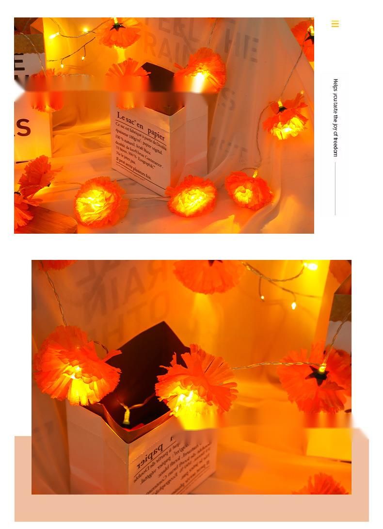 LED Dahlia Small Colorful String Flashing Starry Sky Christmas Halloween Solar Marigold Decorative Lights_voghion.com