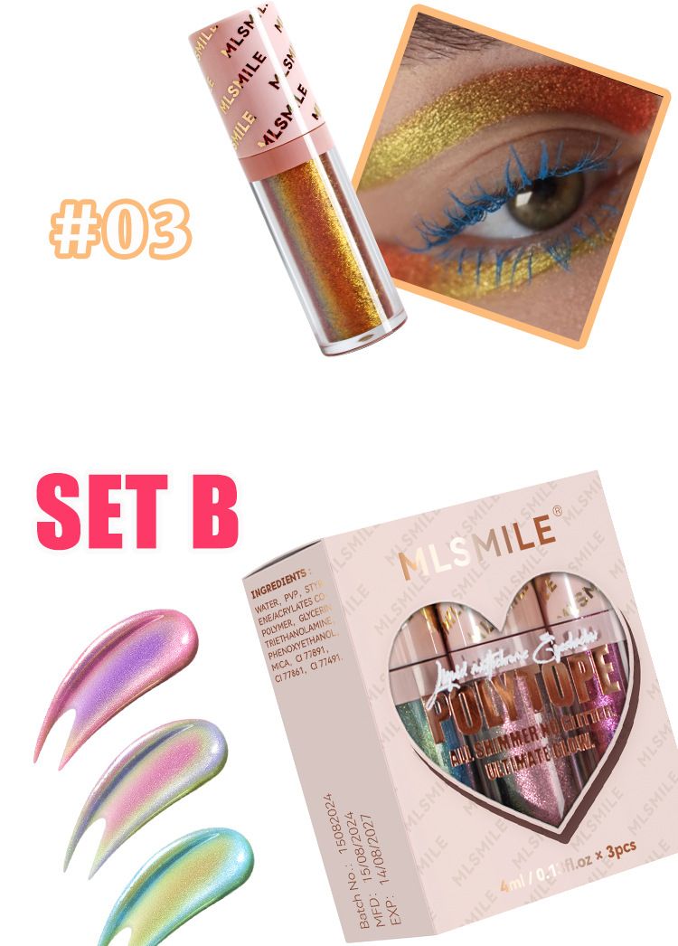 MLSMILE Chamäleon Lidschatt Set Perlmutt Flash Monochrom Polariséiert Metall Flëssegen Lidschatt_voghion.com