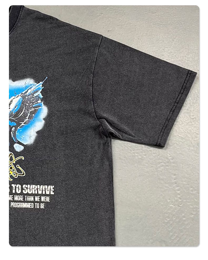 Bedrucktes Herren-Kurzarm-T-Shirt American Retro Destruction Loose Herren-T-Shirt_voghion.com