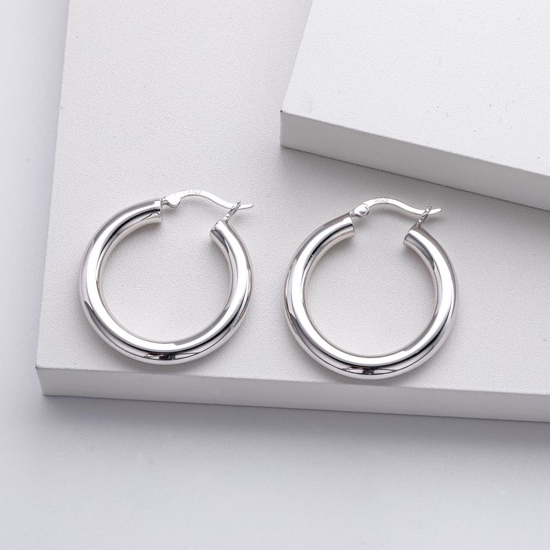 Orecchini a cerchio grandi minimalisti da donna in argento sterling 925, stile punk, dichiarazione di moda, misure 20 mm-30 mm, gioielli per le orecchie alla moda alla moda punk_voghion.com