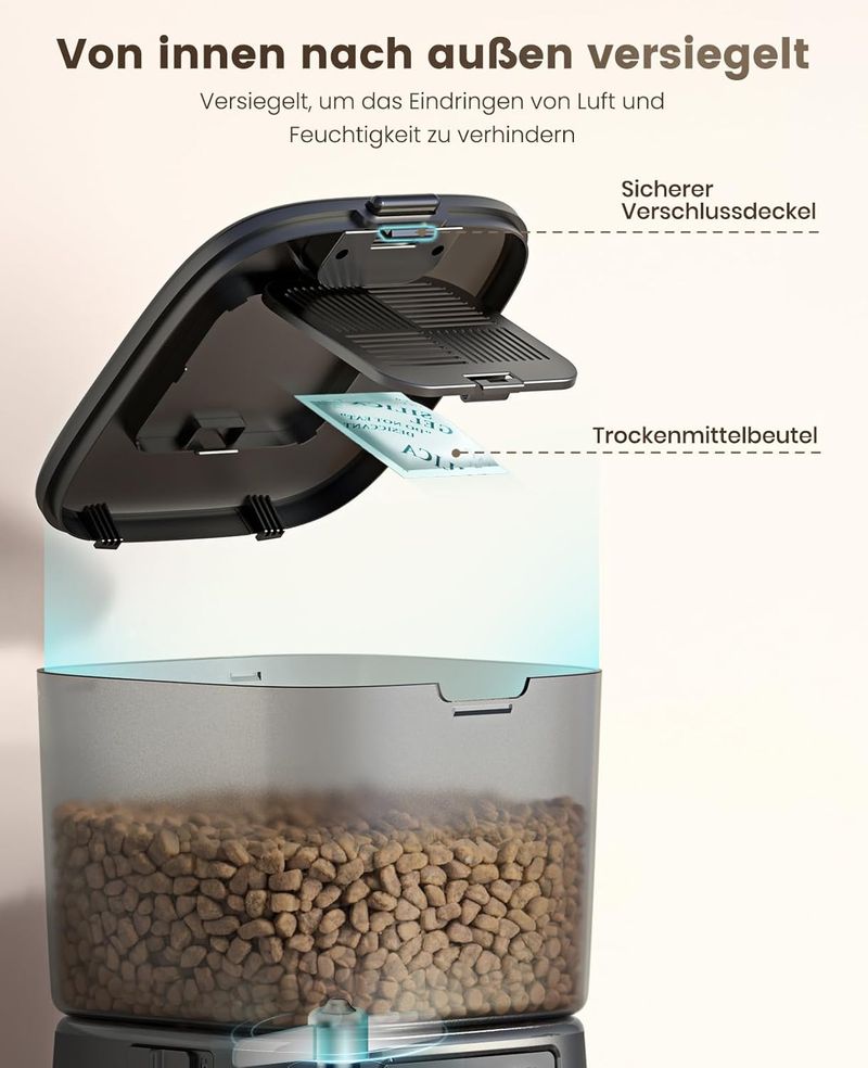 oneisall 3.5L Futterautomat Katze, WiFi Intelligenter Katzenfutter Automat, APP-Steuerung, 1-10 Mahlzeiten Pro Tag, Futterspender Für Katzen/Hunde,_voghion.com
