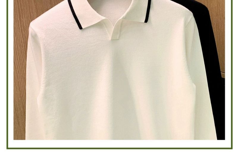 Minimally Casual Men's Clothing High-end Feel Rugged Handsome Style. Knitted Sweater For Autumn, Top With A Collar And_voghion.com