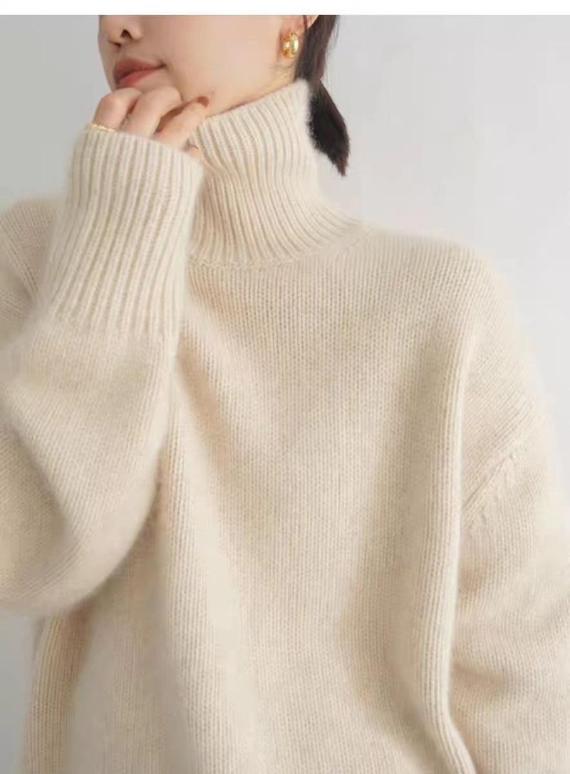K Verdickter, lockerer, vielseitiger Strickpullover mit hohem Kragen für Damen; Basisschicht im Lazy-Style zum Tragen als Oberbekleidung._voghion.com