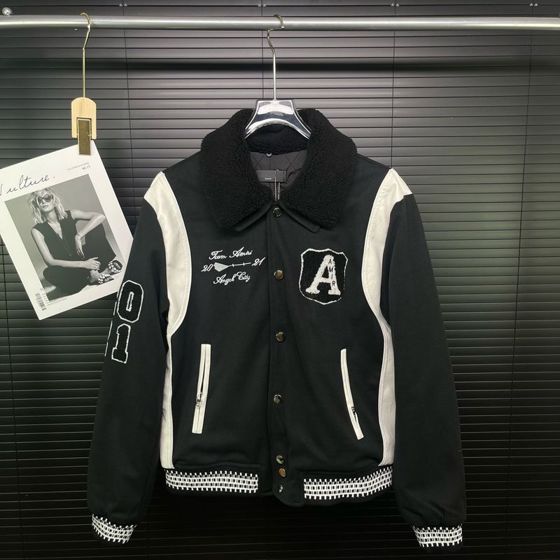 Suitable For All Seasons Am Autumn Winter Men's Heavy Embroidery Casual Versatile Long Sleeve Baseball Jacket With Fur Collar_voghion.com