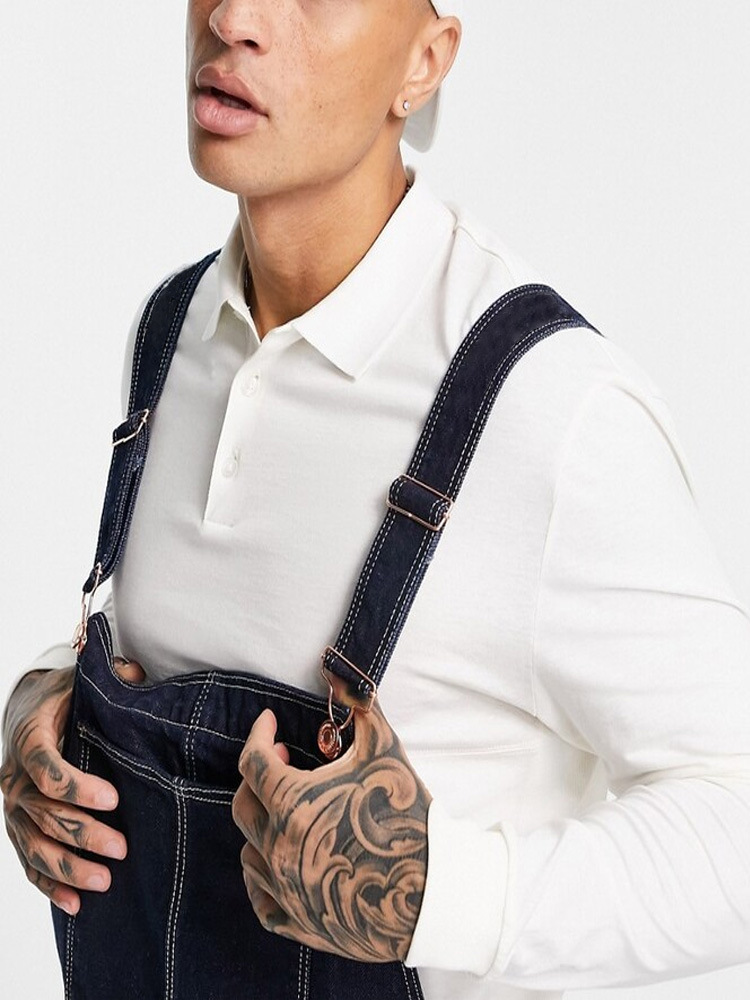 Herrenbekleidung Große Jeans-Overalls Lockere Jeans-Overalls für Herren Zerrissene Jeans Beliebte Hosenträger_voghion.com