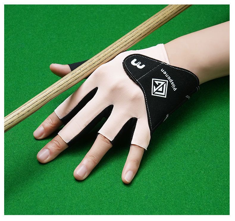 Luva de bilhar de meio dedo para mão esquerda, lisa, elástica, em seda gelada, respirável, antiderrapante, fina, com fecho de velcro._voghion.com