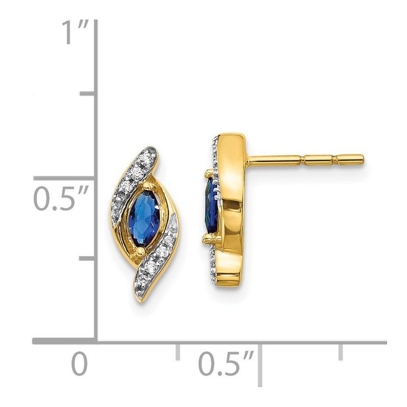 14k Yellow Gold Diamond And Sapphire Earrings_voghion.com