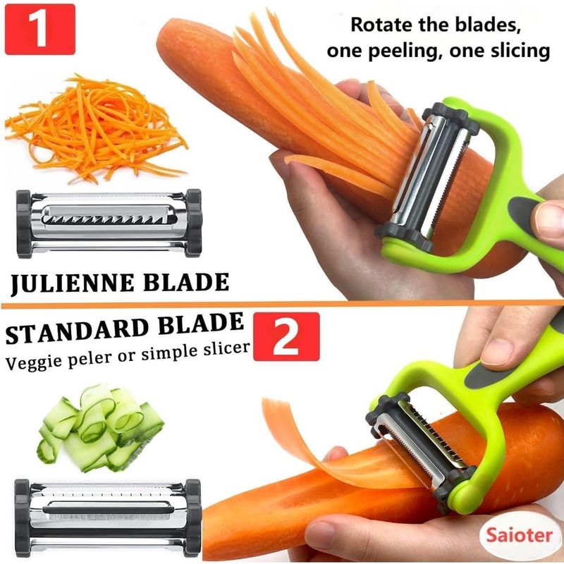 3-in-1 Peeler For Kitchen Multifunction Peelers Julienne Peeler+Serrated Peeler Peeler Vegetable Peeler Carrot Potato_voghion.com