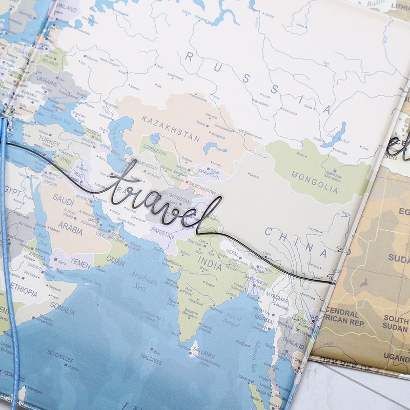 Travel Document Holder With 3D Map Design, Passport Cover, RFID Blocking, Slim Wallet For Tickets & Cards, Light Luxury Gift For Travelers_voghion.com