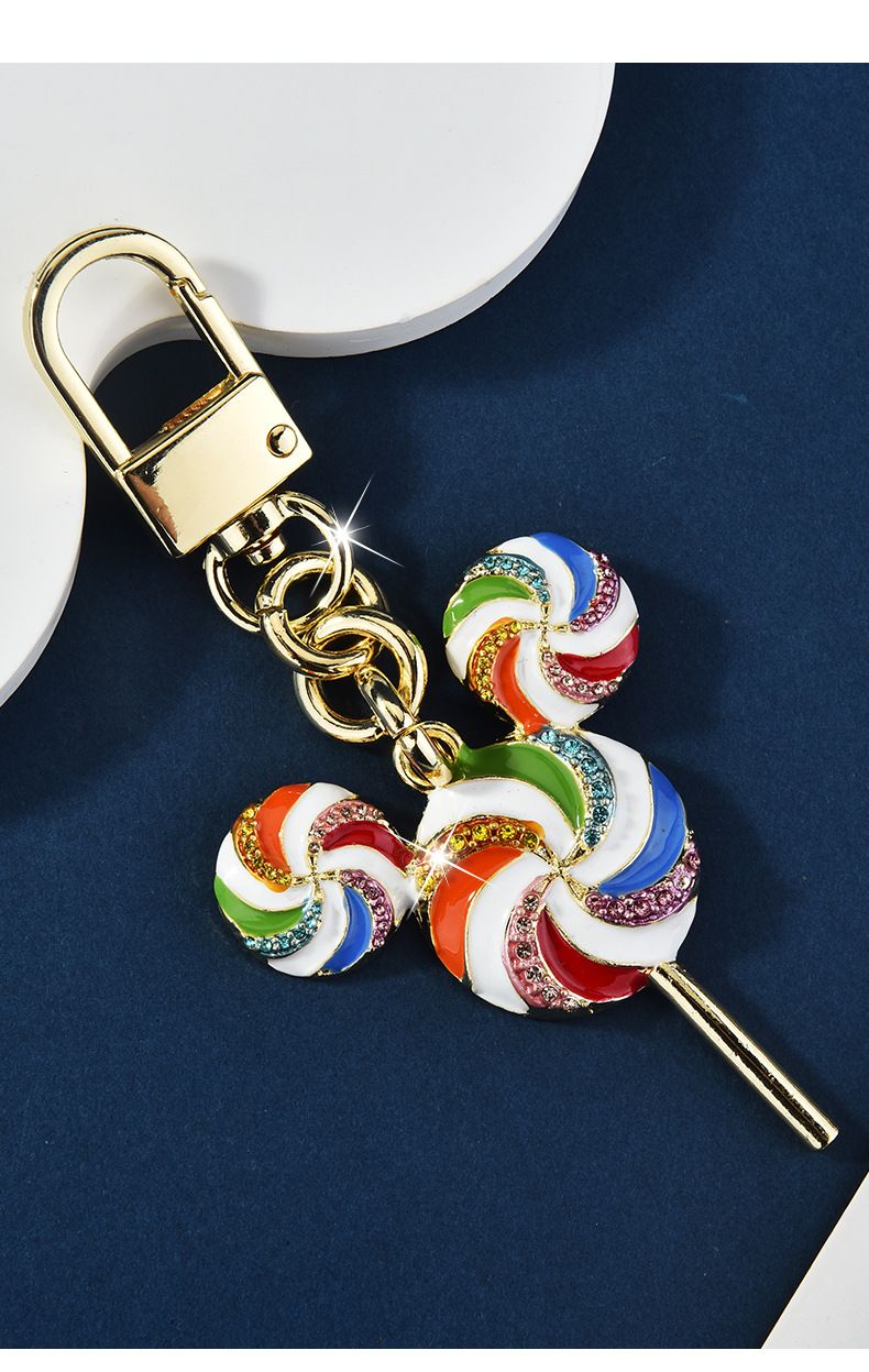 New Cute Patchwork Rainbow Lollipop Bag Keychain Creative Sweet Backpack Pendant Car Ornament_voghion.com
