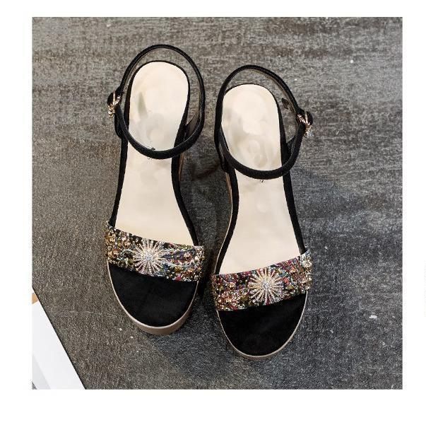 Petite Height Increasing Sandals For Women 2025 New Summer Thick Sole Waterproof Platform Roman Strap Wedge High Heels_voghion.com
