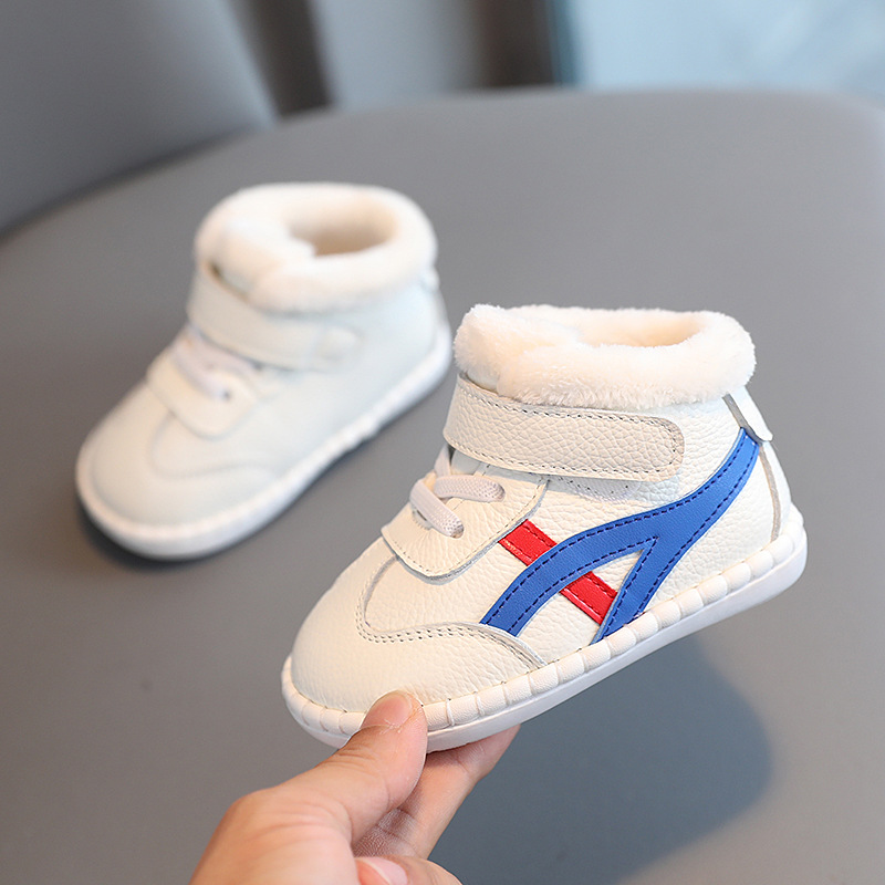 Baby cotton shoes with plush and thickened winter walking shoes for women and infants, 1-year-old boy shoes, soft soled_voghion.com