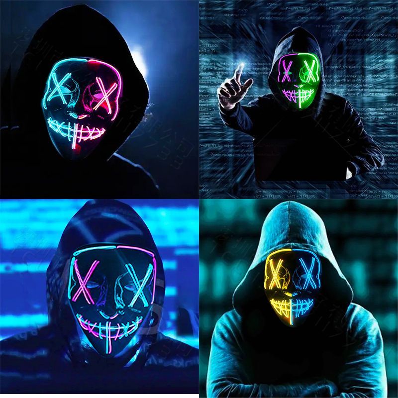 Cold Light Halloween Mask LED Luminous Black V Mask Ghost Step Dance Cold Light Mask_voghion.com