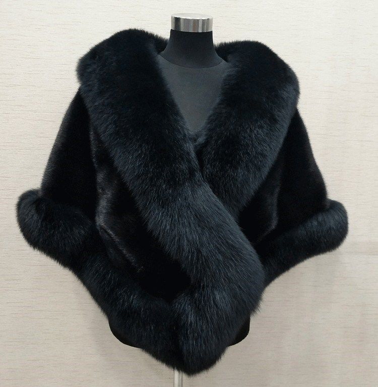Dammekleeder Braut Fuchspelz Schal Hochzäitskleed Kap Kleed Cheongsam Pelz Kap Jacket Wäiss Fraen_voghion.com