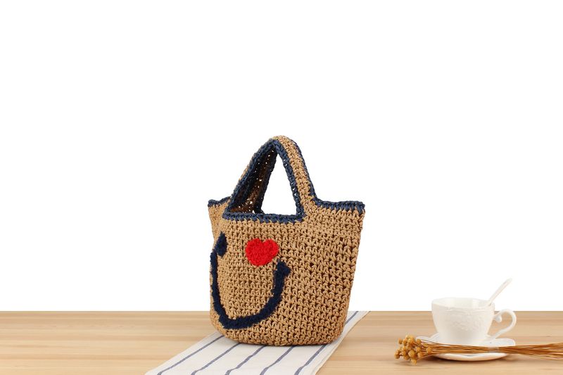 Borse da donna Borsa carina intrecciata a mano in un unico pezzo Borsa intrecciata in corda di carta Borsa tote intrecciata in corda di carta casual semplice e coordinata_voghion.com