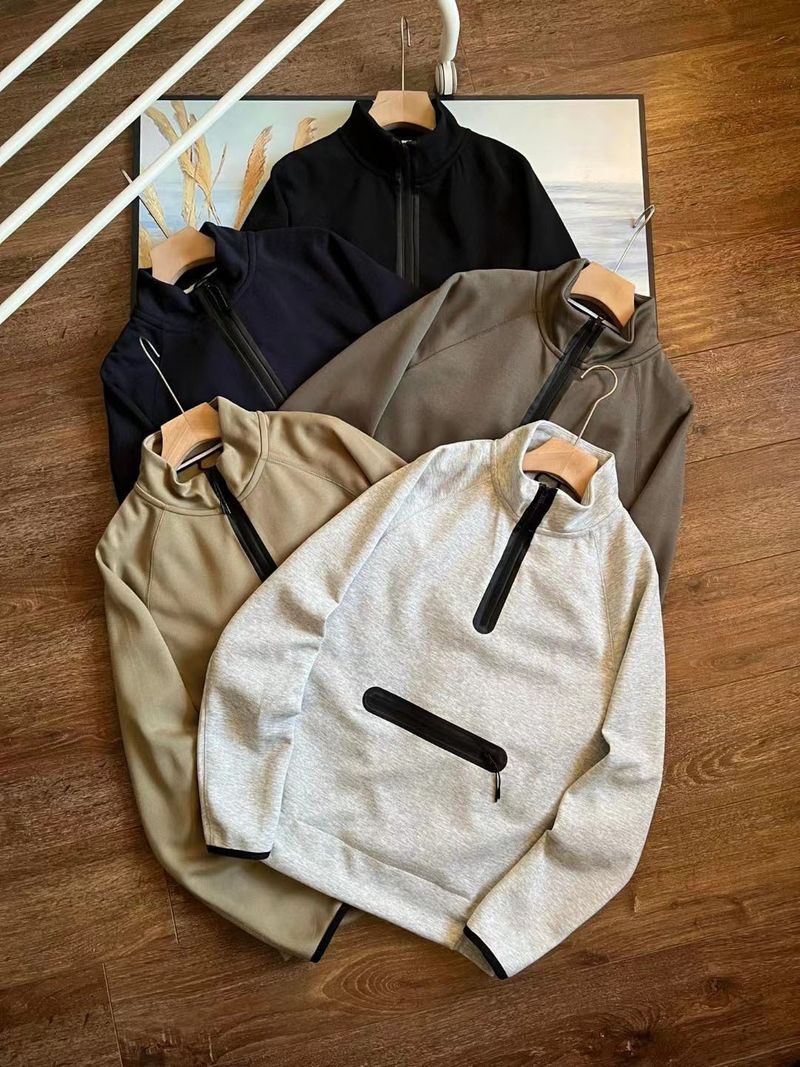 Felpa unisex con collo alto e maniche raglan, vestibilità ampia, cerniera mezza zip, giacca alla moda con cerniera nastrata FB7998_voghion.com