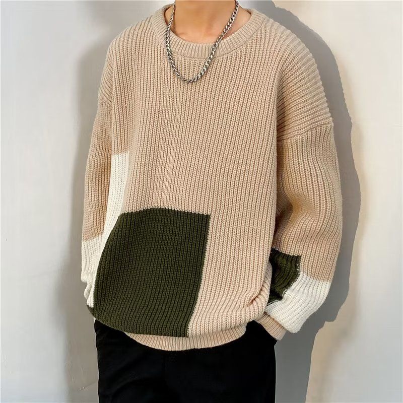Pullover, Herrenmodemarke, Kontrastfarbe, lockere Innenschicht, Basisstrickpullover, neue Stile für Herbst und Winter, Freizeitkleidung für Herren_voghion.com