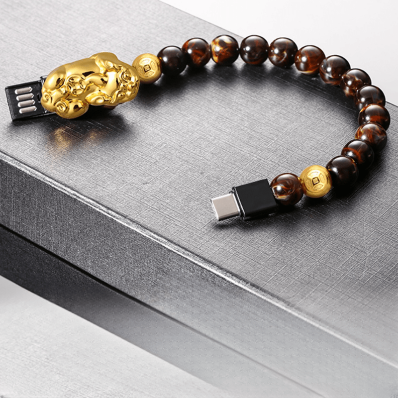 Divatos gyöngykarkötő USB töltőkábel, adatszinkronizáló kábel iPhone/C típusú/Micro USB-hez, hordozható gyorstöltő csuklópánt kábel, akkumulátor nélkül_voghion.com