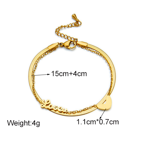 Bracciale versatile con catena di accessori per lettere inglesi in metallo a doppio strato dal design di nicchia della moda coreana_voghion.com